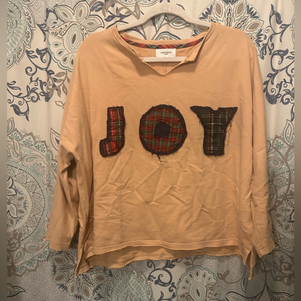 Joy Plaid Patch Sweatshirt - Beige